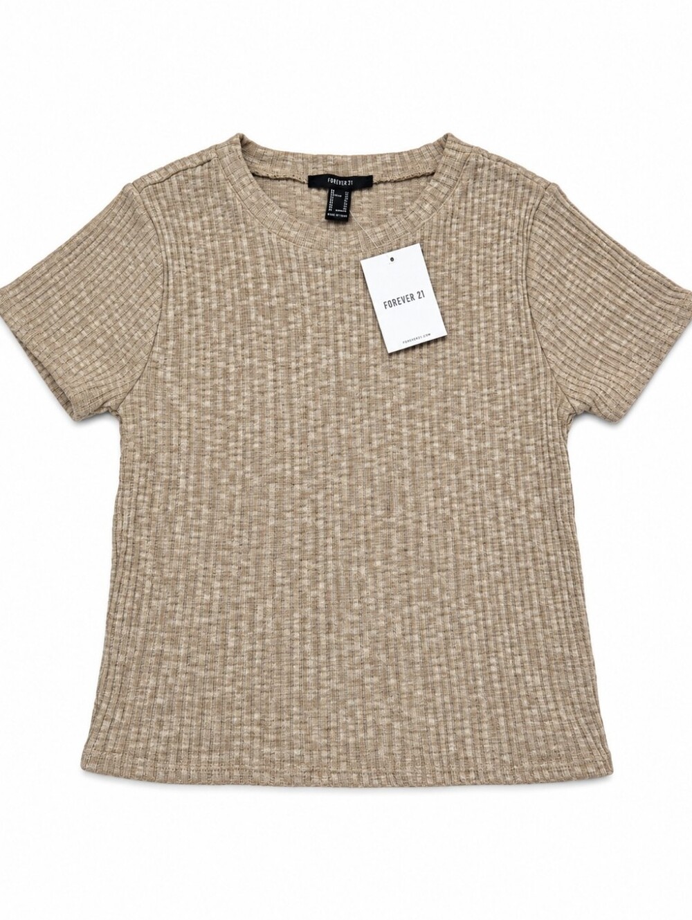 Forever 21 Women’s Beige Ribbed Knit Short Sleeve Top XL NWT